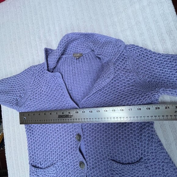 J. Jill Womens Open Knit Cardigan Sweater Small Pockets Lavender Button-Front - Picture 4 of 9